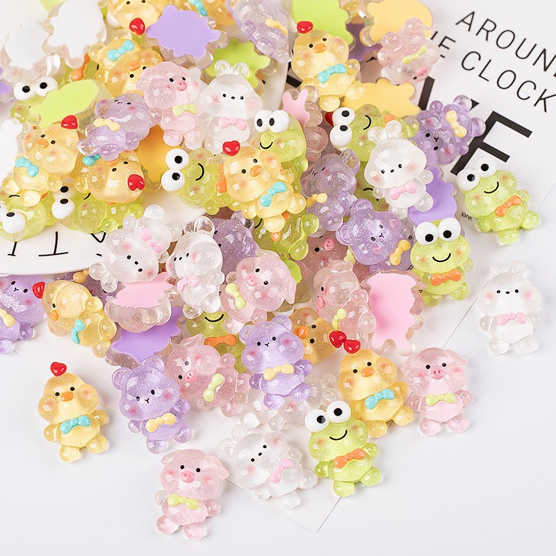 Resin accessories, cartoon glitter, ice-transparent animal diy cream glue, phone case patches, children's hair accessory decorative materials Application Scenario