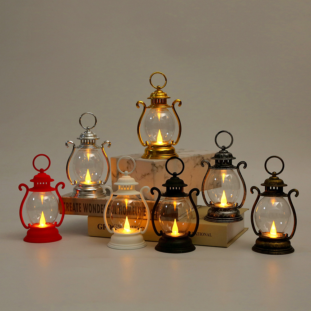 跨境新款复古小提灯LED电子蜡烛小油灯创意气氛装饰礼品风灯马灯
