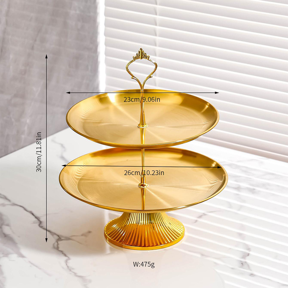 Snack Fruit Tray Light Luxury Stainless Steel Living Room Coffee Table Front Desk Double Dessert Candy Box Plate High-End Exquisite Tray Application Scenario