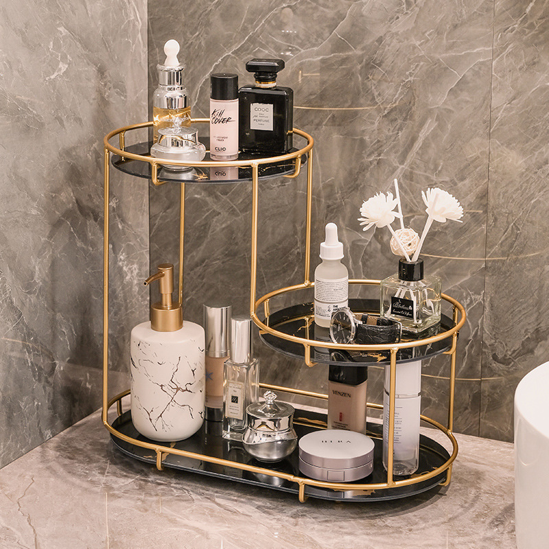 Estante de baño de lujo baño de lujo tocador de tocador estante de almacenamiento cosmético encimera de escritorio estante de tocador Application Scenario