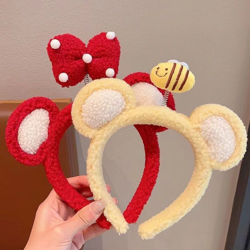 可爱立体毛绒蜜蜂发箍甜美少女压发发卡蝴蝶结草莓卡通头箍发饰女