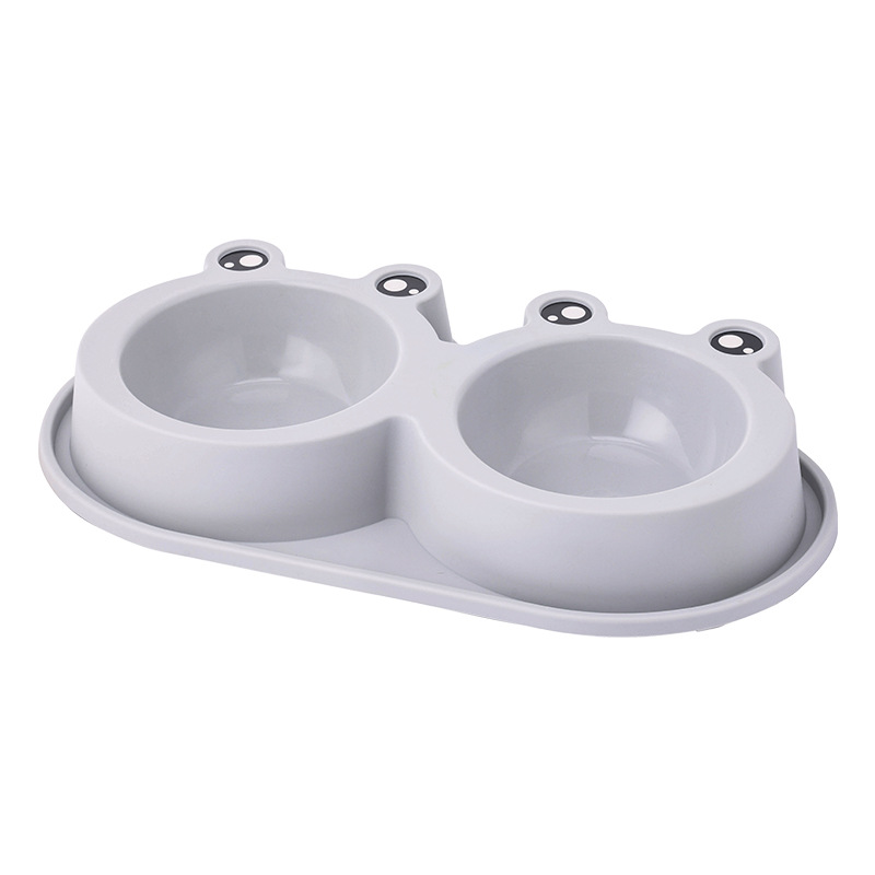 Plastic cartoon small anti-ant frog bowl, pet bowl, cat and dog food bowl, anti-slip double bowl, teddy plastic bowl Specification image