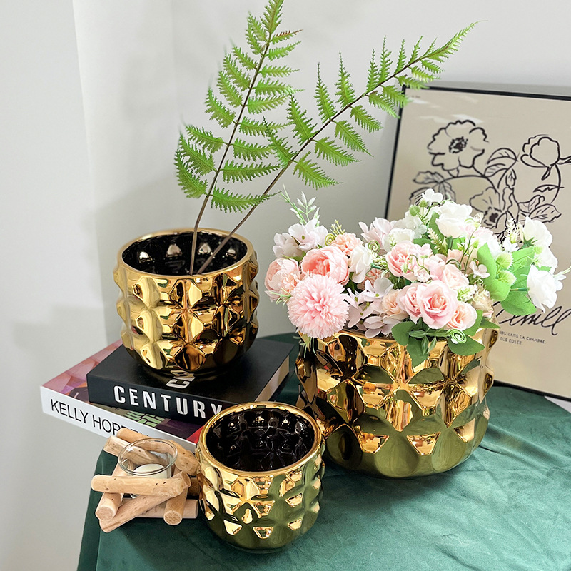 欧式电镀陶瓷/金色花盆/出口中东花盆细节图
