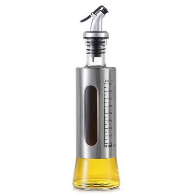 Off-The-Shelf Stainless Steel Glass Pressed Oil Bottle With Graduated Kitchen Soy Sauce Vinegar Bottle Seasoning Oil Pot Bottle Item Picture