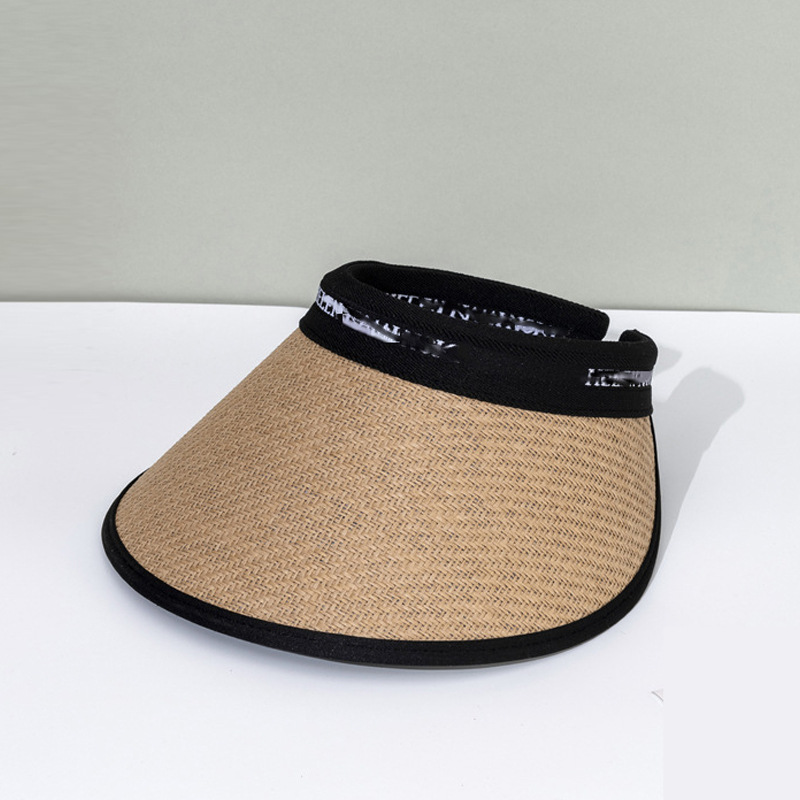 Large-brimmed black rubber sun protection hat for women, summer UV protection empty top hat for women, summer beach straw woven sun protection hat pic 7
