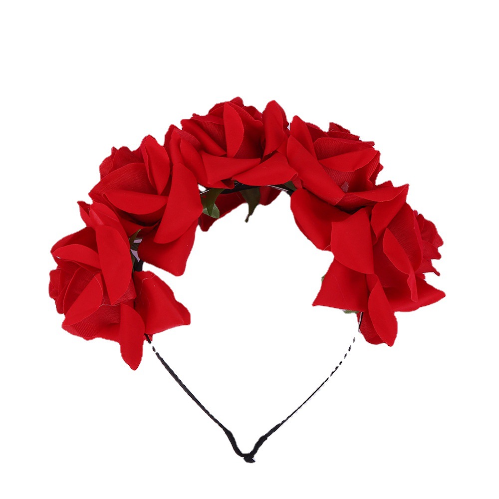 European And American Simulation Velvet Rose Headband Simple Atmosphere Broken Hair Finishing Haircard Seaside Holiday Studio Shooting Headband Item Picture