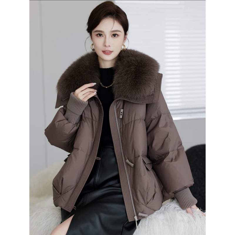 2023 New Fur Fur Collar Down Coat Winter Women's Casual Loose Duck Down Coat Tide