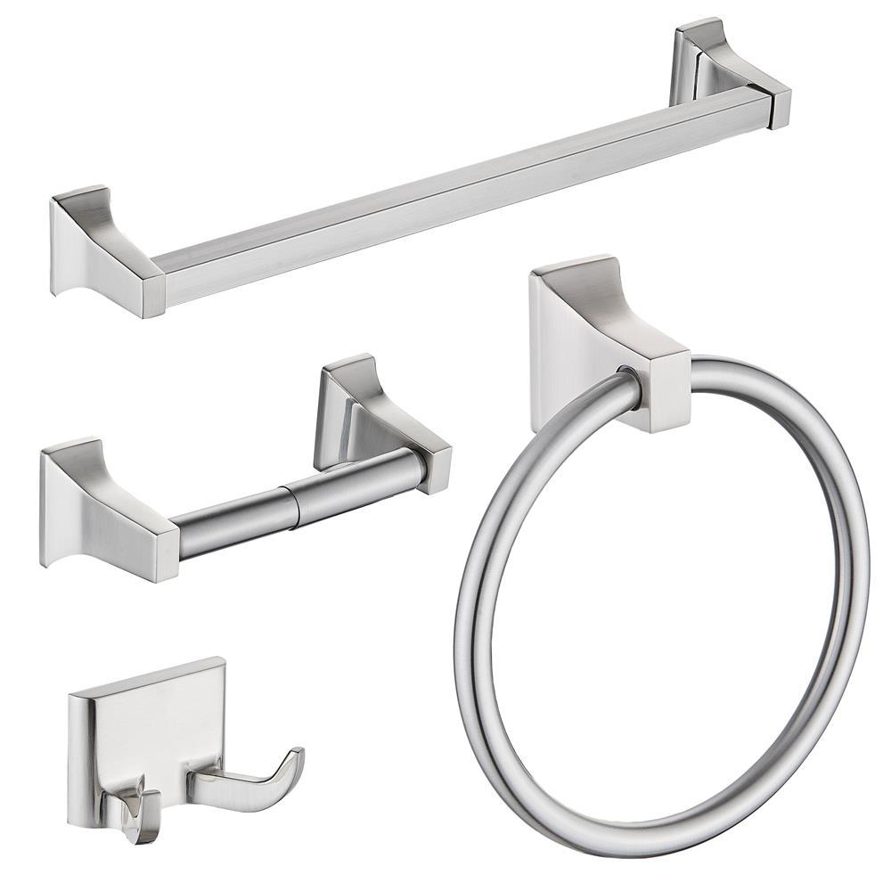 Brushed gold towel bar set of 4 pieces, household wall-mounted bathroom hanging piece, bathroom towel rack, bathroom hardware hanging details Picture
