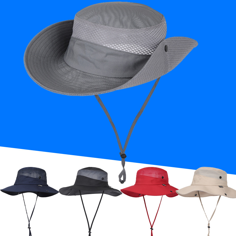 Mountaineering fishing hat Men's fisherman hat Summer outdoor sun block visor hat with mesh breathable cowboy Benny hat
