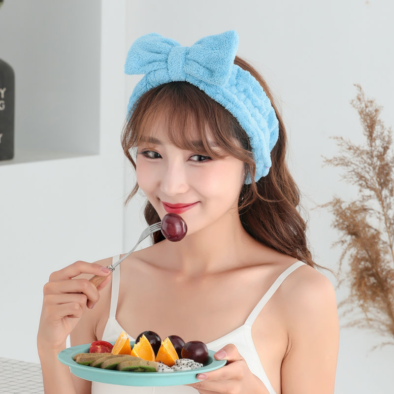 【持嘉】韩版毛绒女生日用蝴蝶结束发带 弹力洗脸化妆美容发带