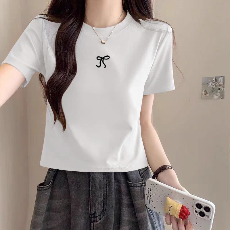 正肩纯色纯棉短款短袖t恤女2026夏季新款简约高级感上衣修身显瘦详情8