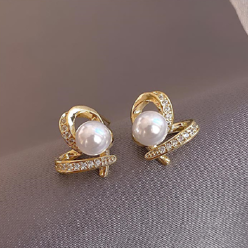 S925 Silver Needle 2023 New Temperament Simple Pearl Bow Earrings Senior Sense All Match Pearl Stud Wholesale details Picture