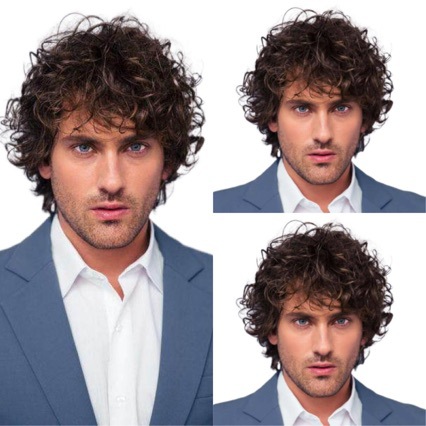 High-end quality European and American wig men's short straight hair gradient color false head cover details Picture