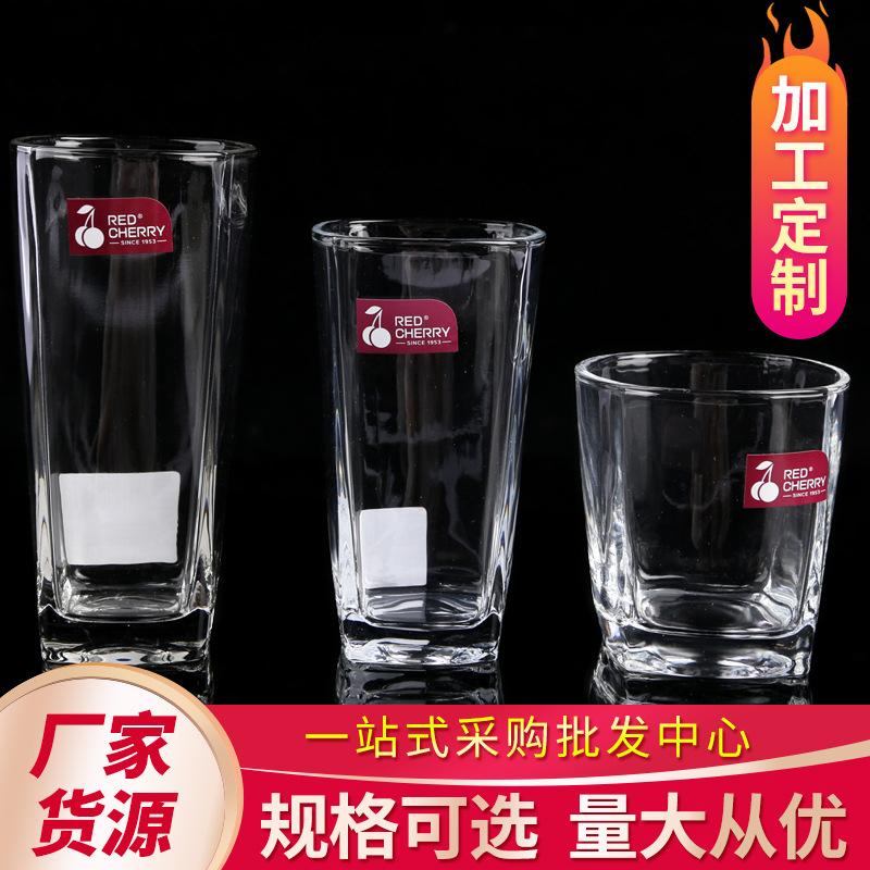 厂家塔斯曼水杯透明四方啤酒杯批发 多规格家用喝水杯四角玻璃杯详情图1