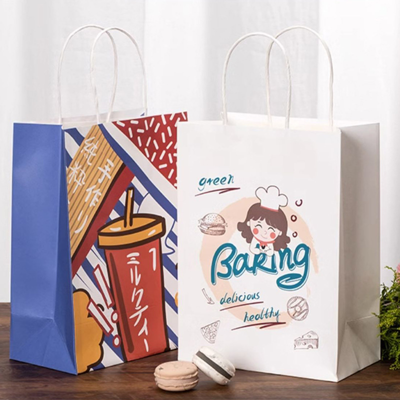Manufacturer's kraft paper bags, handbags, gift packaging bags, cake and bread baking, takeout, milk tea packaging bags Specification image