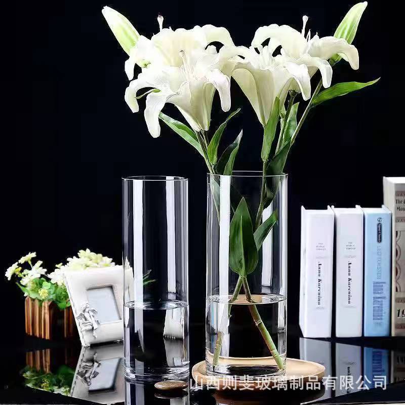 Large Transparent Straight Glass Vase Wholesale Living Room Floor Rich Bamboo Flowers Hydroponic Flower Decoration Ins Wind Specification drawing