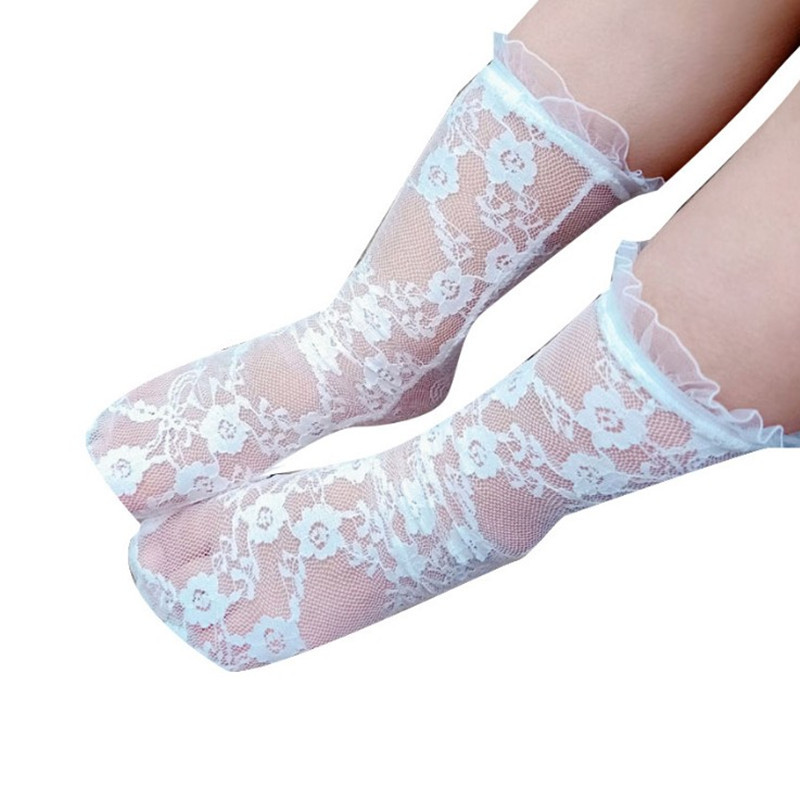 Xia Tong socks, Instagram-style Korean baby lace socks, girls' perforated mesh mid-calf socks, children's socks, princess lace socks Item Picture