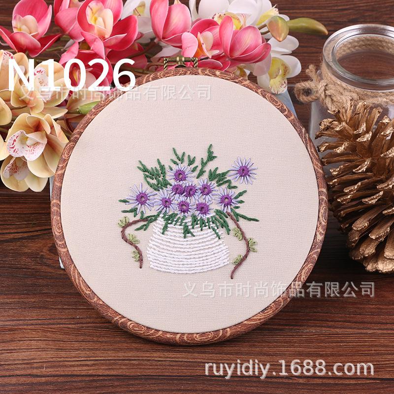 热销手绣礼品DIY花蕊十字绣植物花篮布艺刺绣
