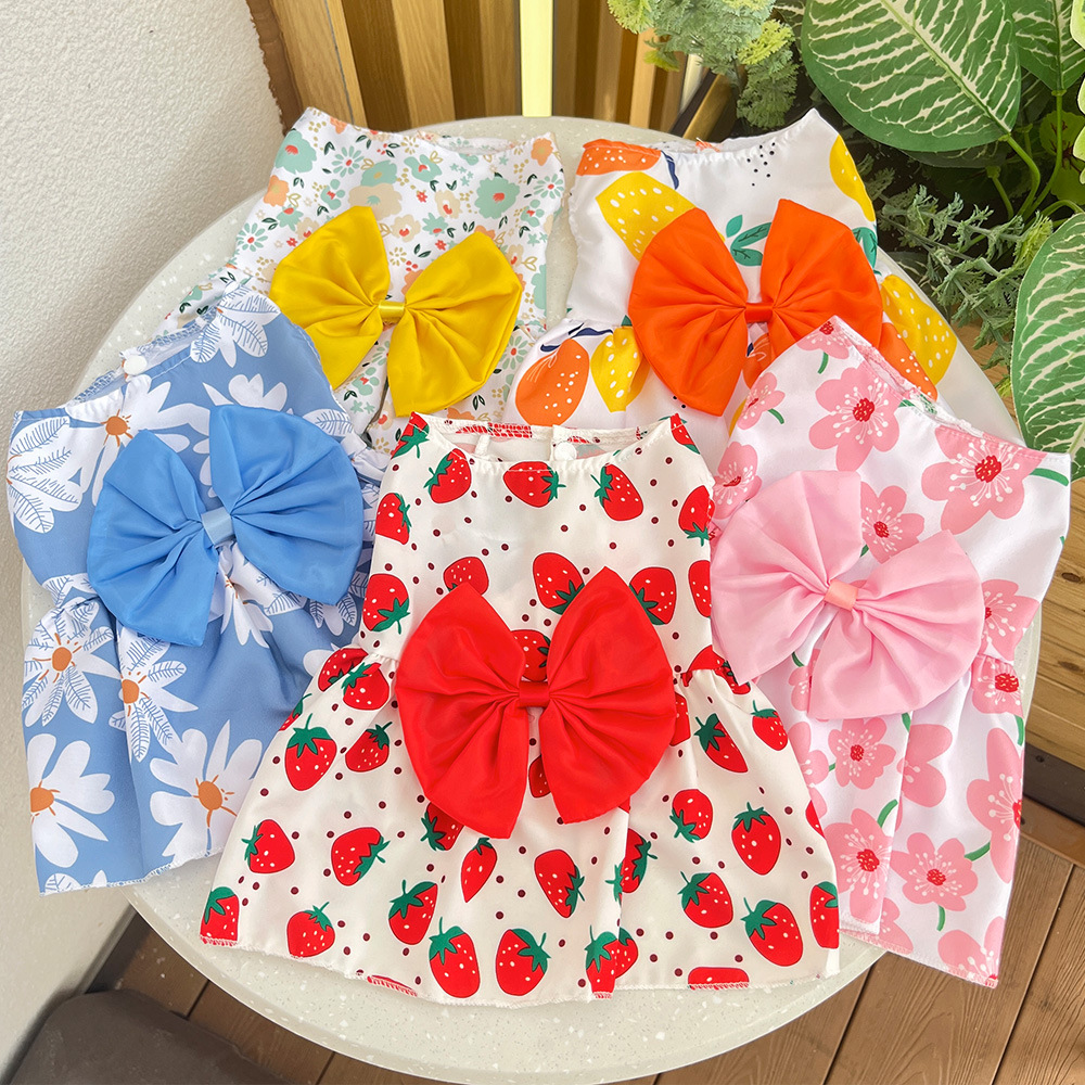 Small medium dog Dog Spring/Summer Dog Cat Pet Accessories Striped sling mesh dress Dress Application Scenario