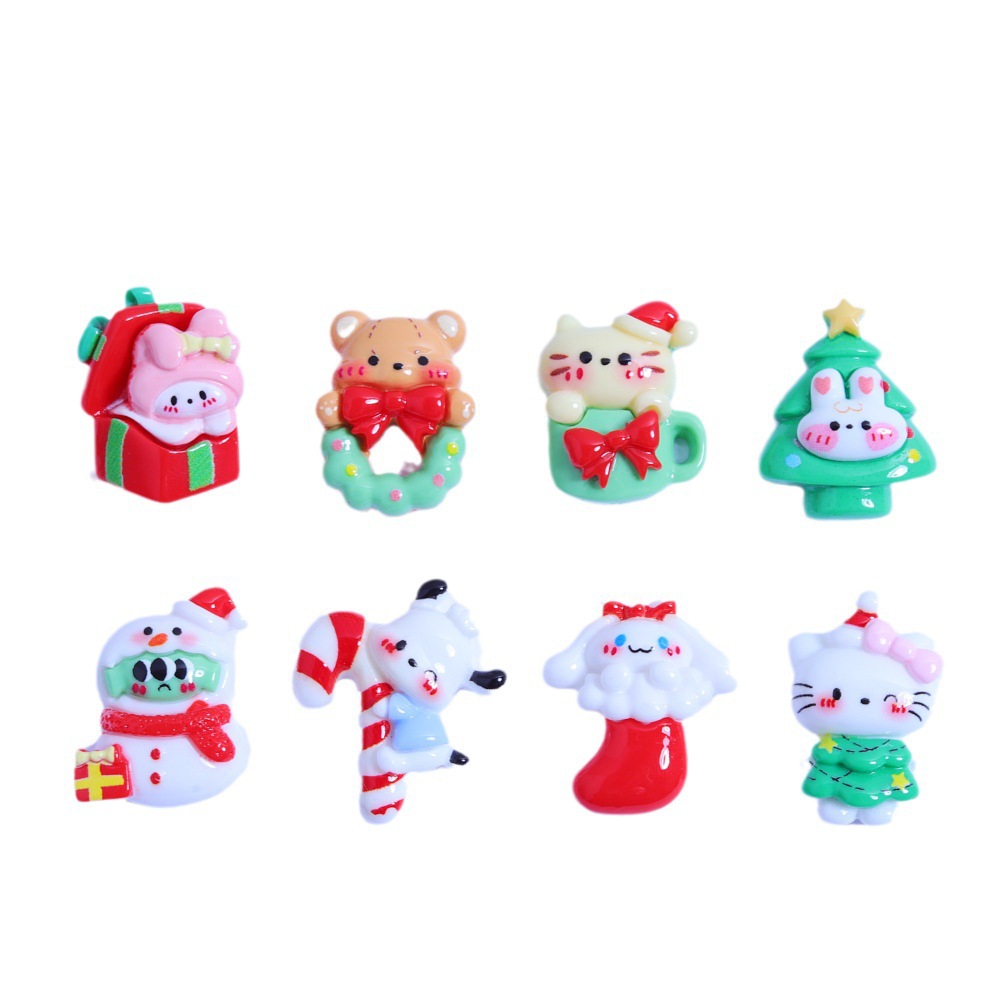 Christmas-themed Sanrio resin accessories diy cream glue phone case material jewelry making Crocs clasp patches Item Picture
