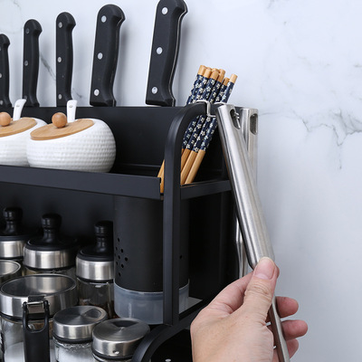 Stainless steel seasoning rack, kitchen and household multi-functional countertop, seasoning rack, knife rack, desktop, multi-layer storage rack details Picture
