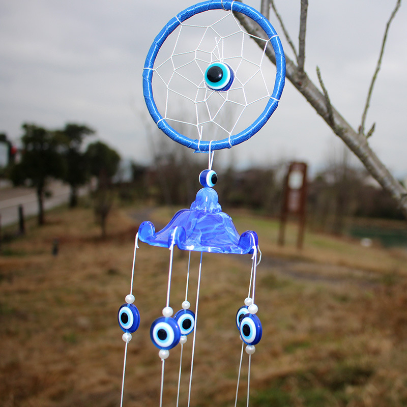 Dreamcatcher Blue Eyes Metal Bells Wind Chimes Hanging Ornaments European And American Devil's Eyes Door Ornaments Garden Decoration Cross-Border Application Scenario