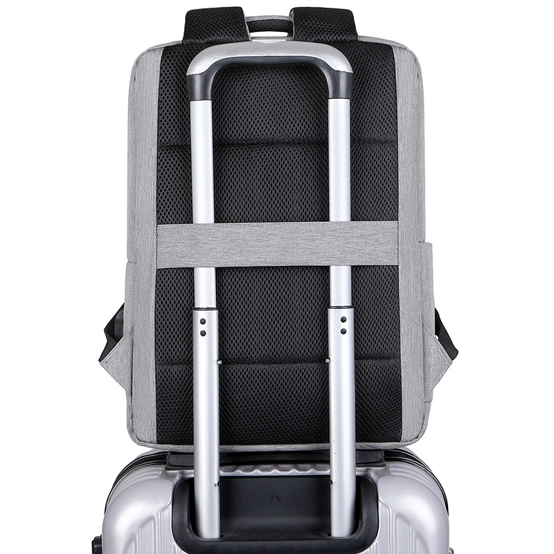 New cross-border in-stock backpack for men, a business and casual computer bag that can be printed with logos, a simple and large-capacity travel backpack details Picture