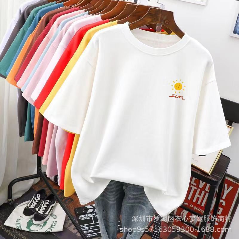 Factory one-yuan large-sized short-sleeved T-shirt for women, 9.9 yuan with free shipping. Wholesale of summer loose women's T-shirt tops and base layers details Picture