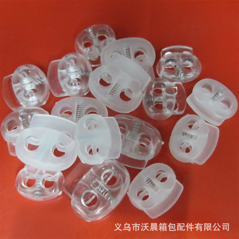 现货供应双孔透明猪鼻扣 透明塑料弹簧扣绳扣 半透明猫眼弹簧扣