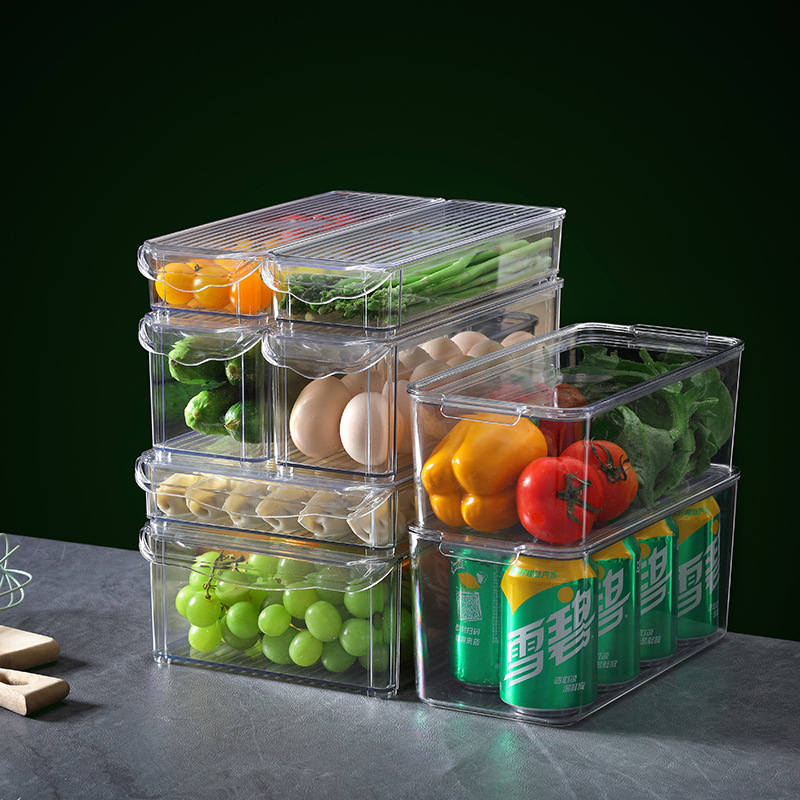 冰箱收纳盒 套装透明PET食品级整理储物盒外贸亚马逊跨境专供组合详情图2