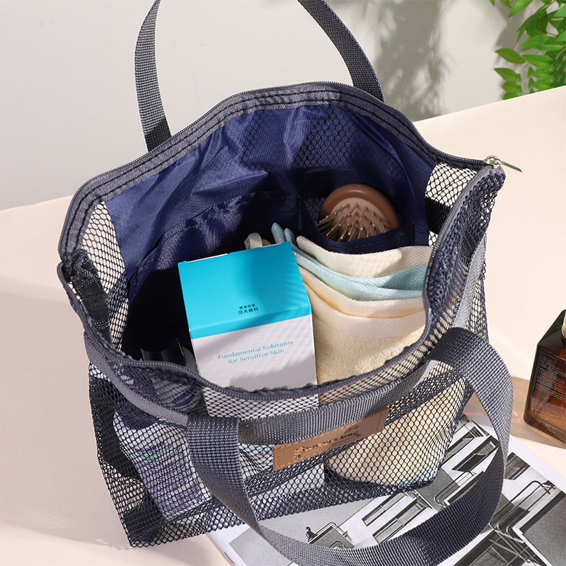 New travel convenience mesh storage toiletry bag manufacturer wholesale cross-border hand-held beach bag, large-capacity swimming bag details Picture