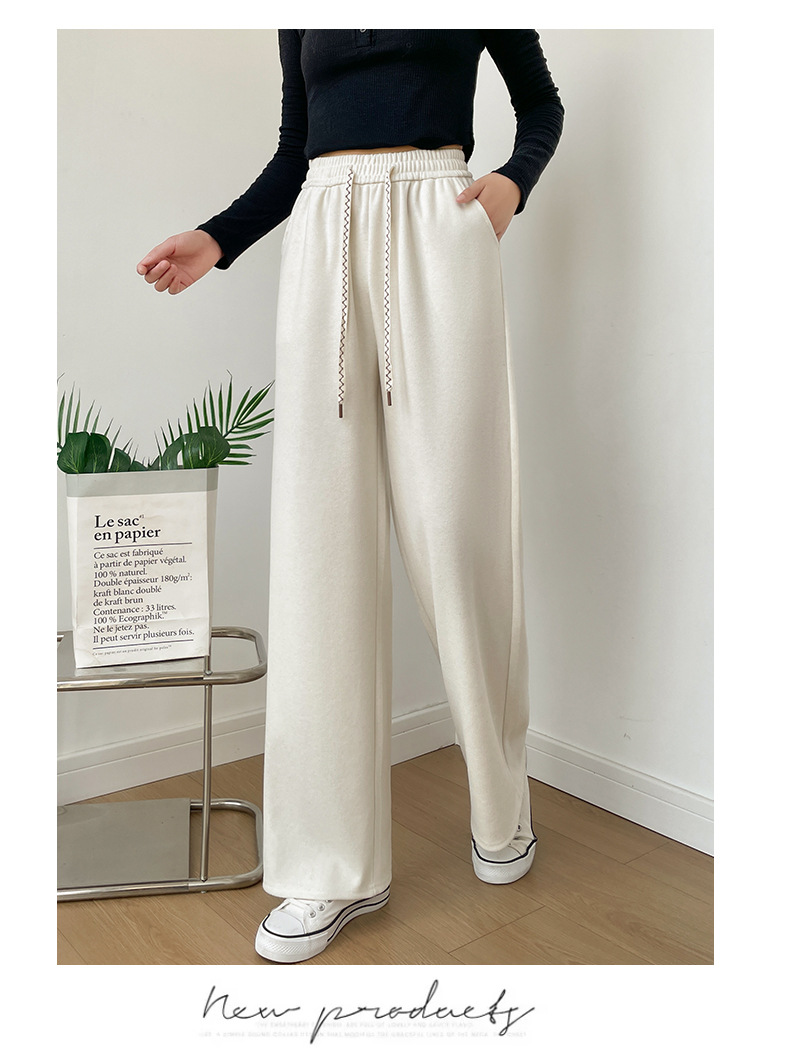 Autumn narrow drape wide-leg pants 2025 Loose casual ice silk sportswear pants Black and white new style for women pic 25