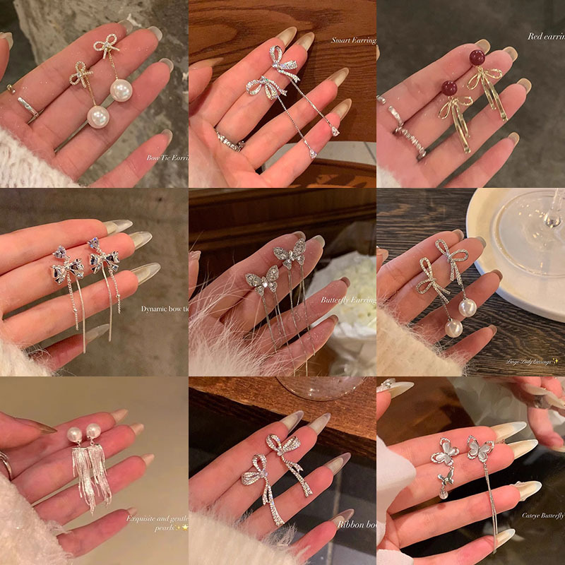 925银针长款流苏耳环女轻奢气质高级感珍珠耳坠爆款秋冬耳饰批发 details Picture