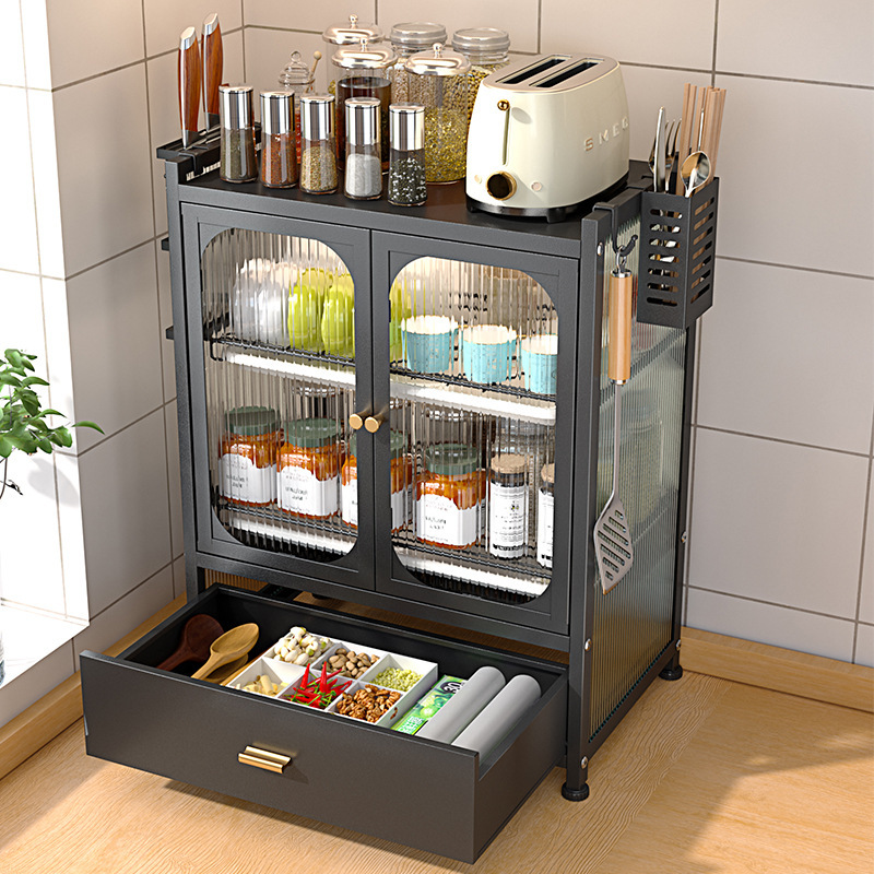 Kitchen dish and bowl storage rack, counter dish and bowl draining rack, pull-out multi-layer storage rack, household dust-proof dish and bowl cabinet details Picture