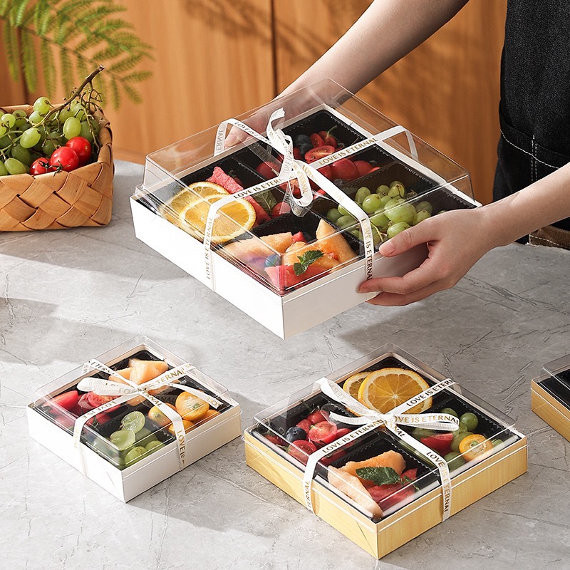 Fruit cut box, fruit cut box, cake bento, multi-functional packing box, sushi dessert, nine-grid fruit box, lunch box, fresh-keeping Specification image