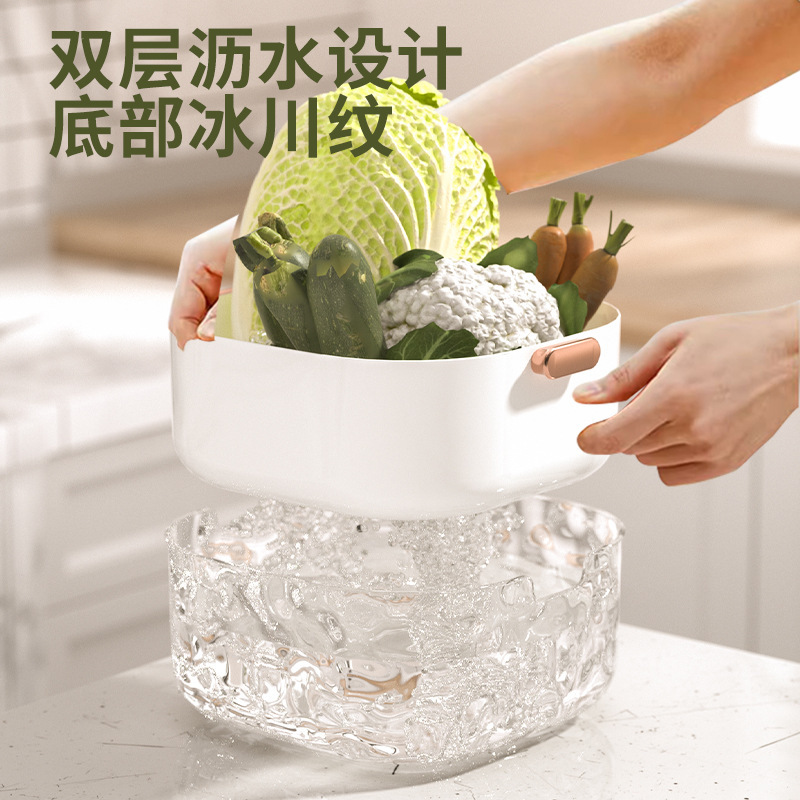 沥水篮/醒面盆/塑料洗菜碗/长方形菜篓子/餐具细节图