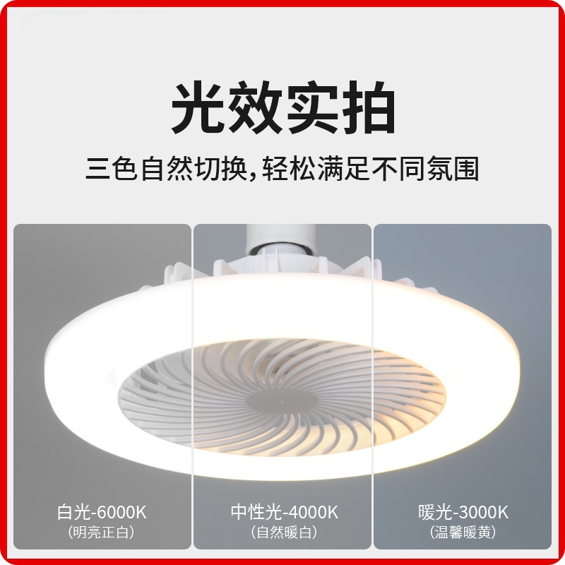 E27 screw-top fan light, ceiling fan, LED bedroom light, Super bright, small ceiling fan light for dining room, kitchen and bathroom details Picture