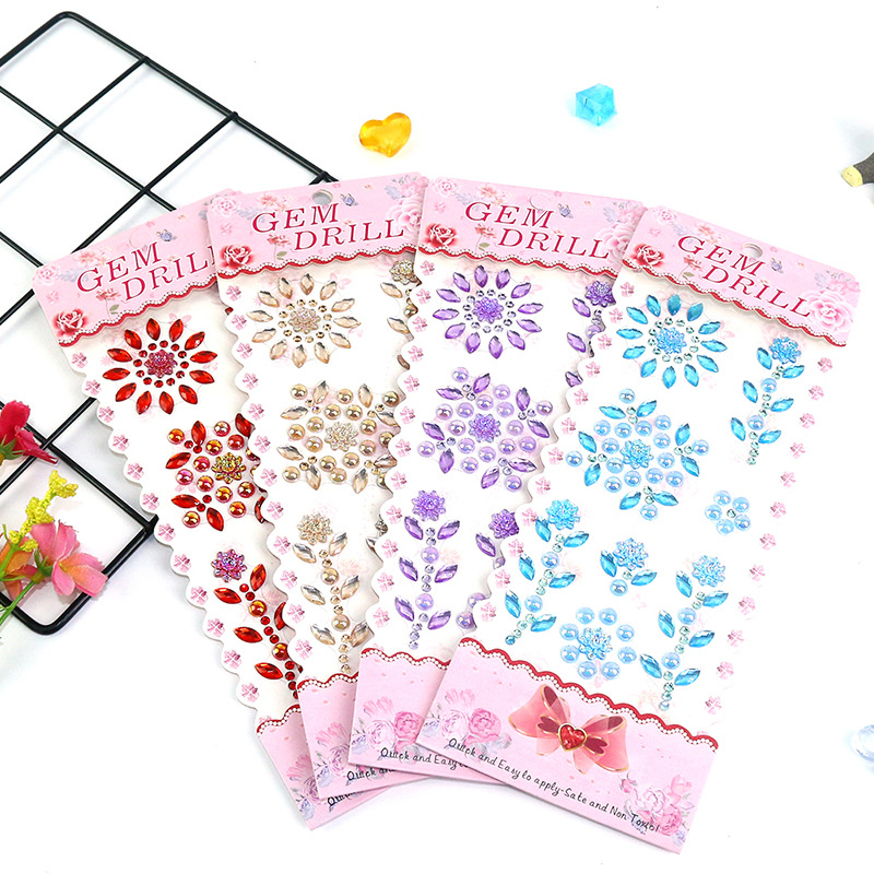 Pearl resin water diamond stickers for children, acrylic DIY mobile phone diamond stickers, pearl rose flowers details Picture