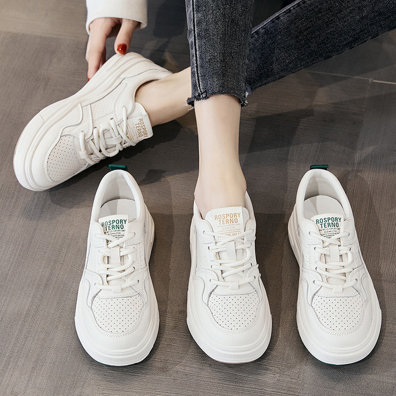Leather small white shoes women's shoes driving soft sole Korean version of sports leisure all match leather fashion brand flat shoes Specification drawing