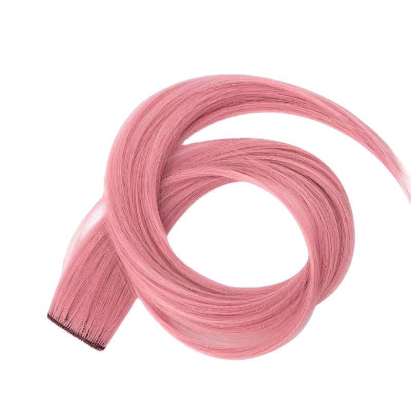 Colorful ear-hanging dyed hair extensions, invisible and seamless one-piece clips, ins short-haired women's fashion highlights dyed wig pieces Item Picture