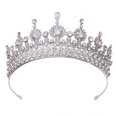 New European and American zircon bride's crown head accessories alloy rhindiamone atmospheric palace wedding hair hoop accessories crown thumbnail