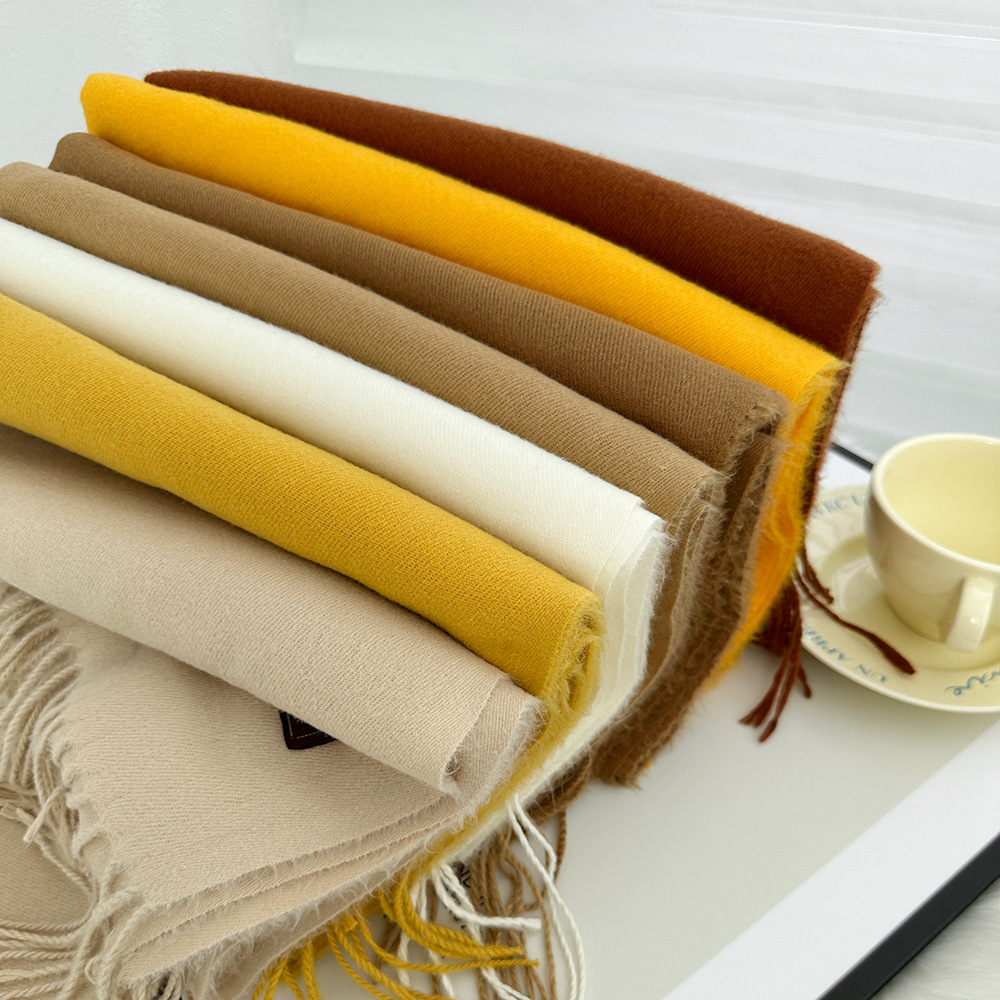 纯色围巾女冬季新款欧美仿羊绒围巾跨境多色保暖围脖长款披肩批发详情8