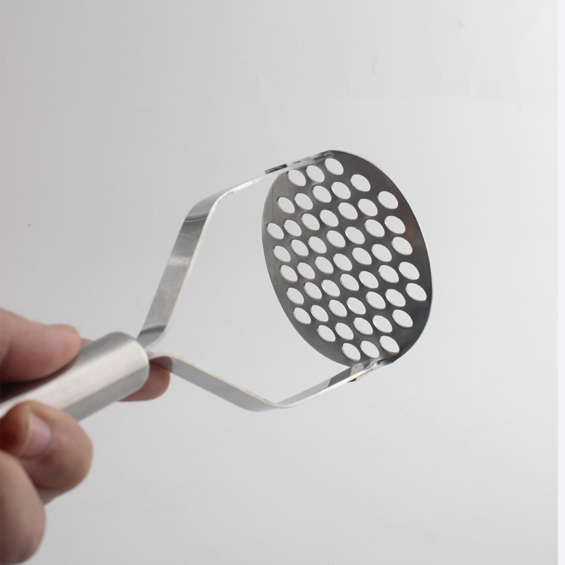 Potato Puree 430 Stainless Steel Potato Press Multi-Function Slotted Spoon Red Sweet Potato Fruit Puree Press Potato Masher details Picture