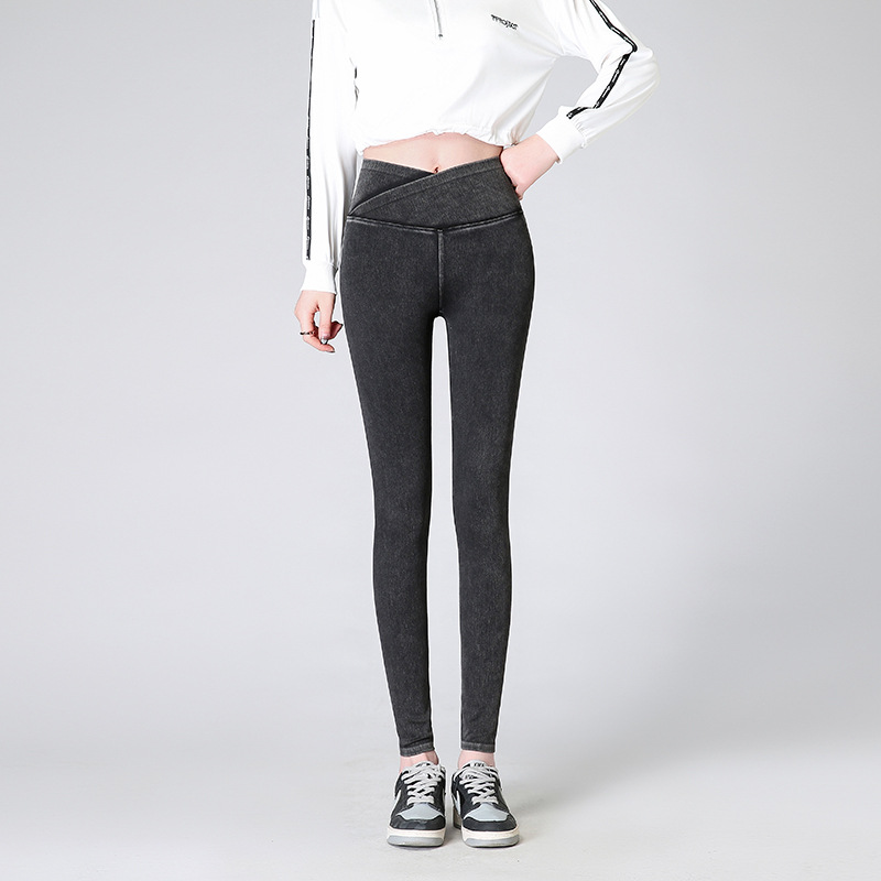 High-waisted Barbie jeans for women to wear as outerwear in 2023, high-elastic yoga skinny pants, spring and autumn fleece-lined leggings Specification image