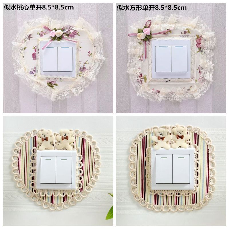 Fabric switch cover lace wall cover living room light socket border decoration simple modern switch cover dust proof