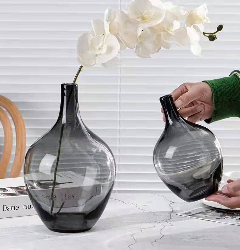 Big Belly Transparent Glass Vase Pendant Bell Ma Zuowood Floor Modern Decoration Living Room Model Room Small Mouth Nordic Simple Application Scenario