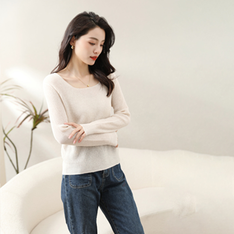 2024 New Inner Square Collar Knitwear Women's Pure Color All Korean Version Of Spring Upw Soft Waxy Cotton Linen Breathable Top Application Scenario