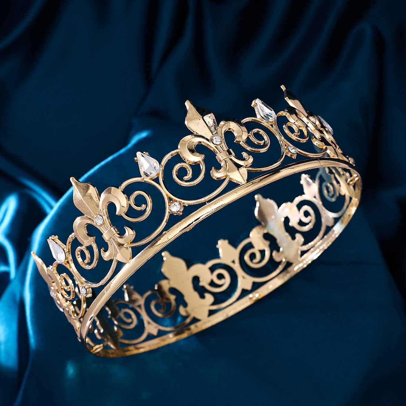 Men's king and queen crowns, hair accessories, headwear, performance headwear, suitable for both men and women, prince and princess beauty pageant champion crowns details Picture
