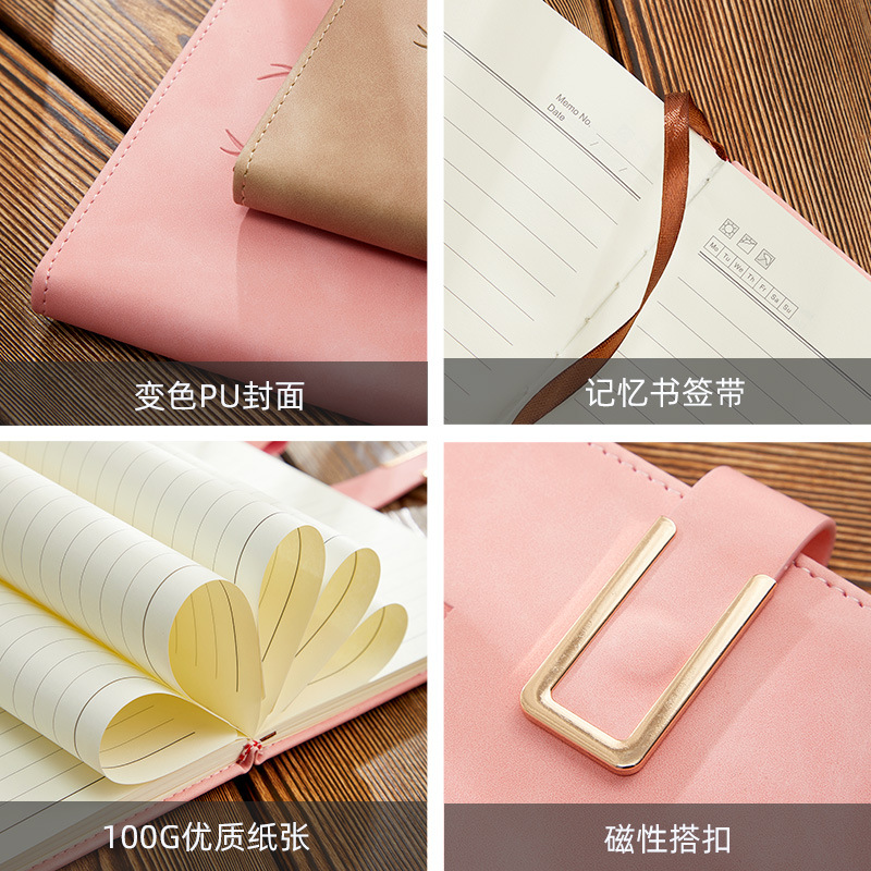 Business Office Gift Box A5 Buckle Leather Notebook Can Print Company Microlabel Notepad Student Stationery Wholesale details Picture