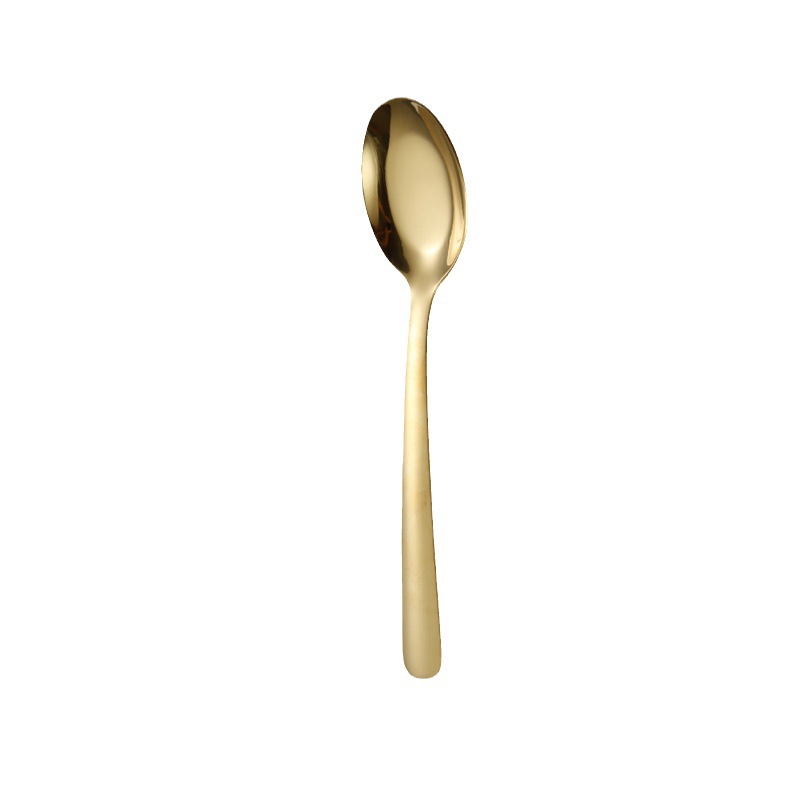 304 Food Grade Stainless Steel Spoon Thickened High Appearance Horizontal Flat Spoon Dining Long Handle Spoon Household Flat Spoon Item Picture